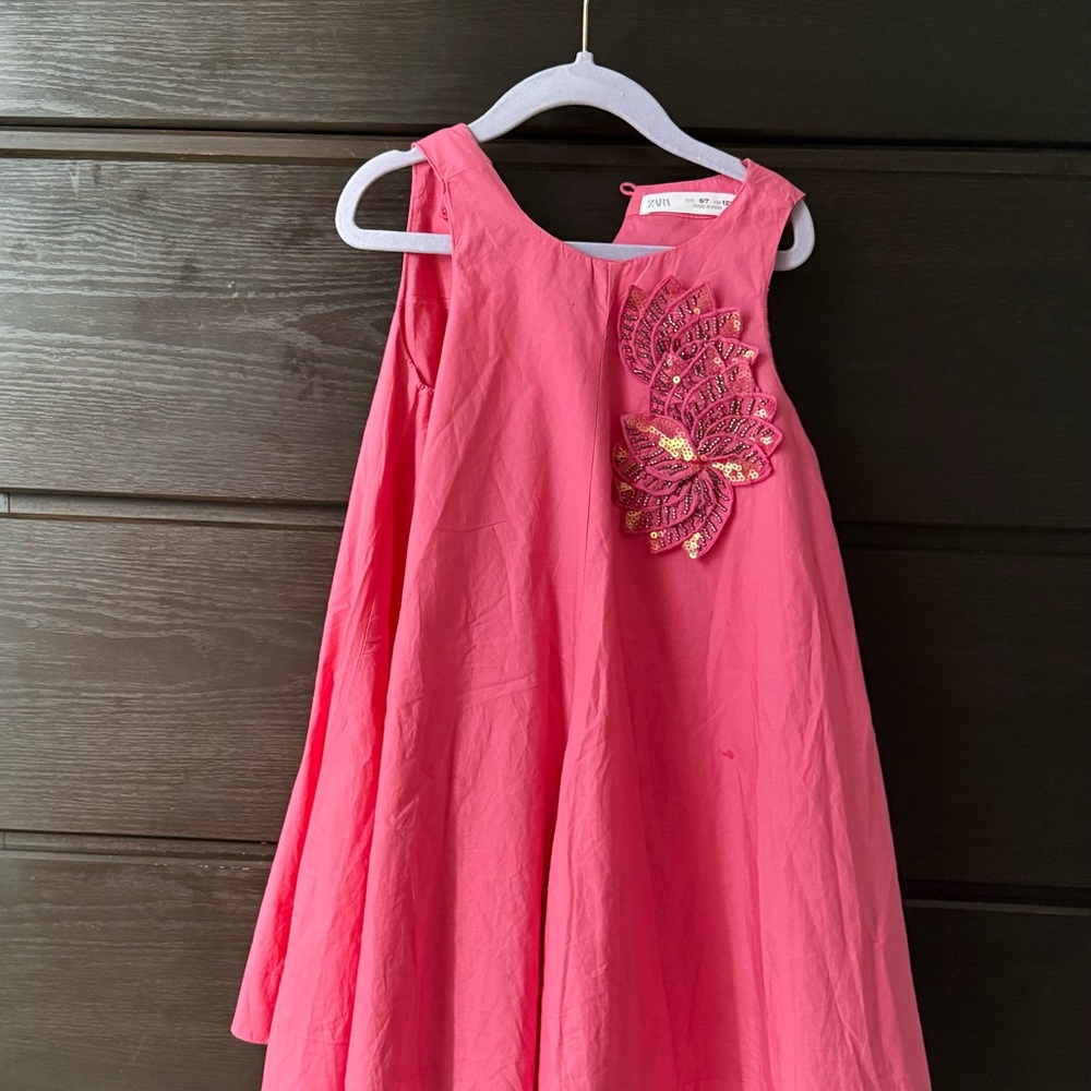Zara Pink Kids Dress with Floral Accent
